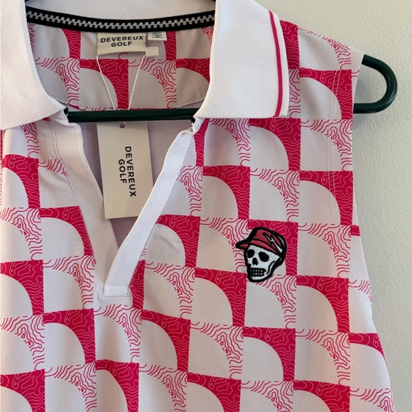 NWT - Women's Devereux Pink & White Sleeveless Golf Polo - Size XL - Picture 2 of 4